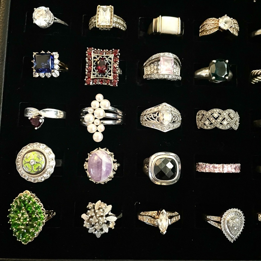 Lot of 34 Sterling Silver .925 gemstone rings lot 3 - Picture 3 of 7
